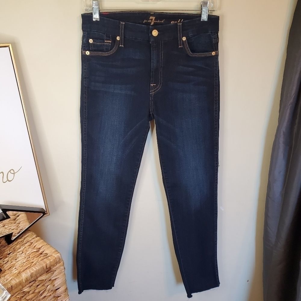 7 For All Mankind Ankle Straight Jeans with Raw Cuff 28